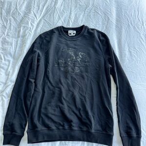 H Cotton and Leather Dragon Carriage Appliqué Black Sweatshirt